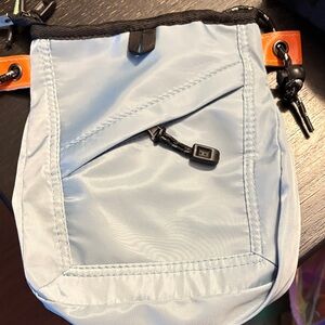 Light Blue Crossbody Bag with Black Accents